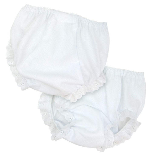 White Baby Bloomers with Eyelet Trim