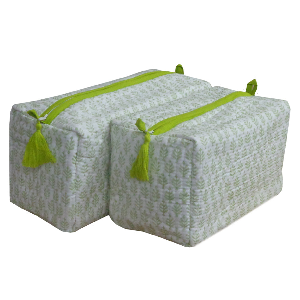 Hand Block Quilted Cosmetic Bag Set