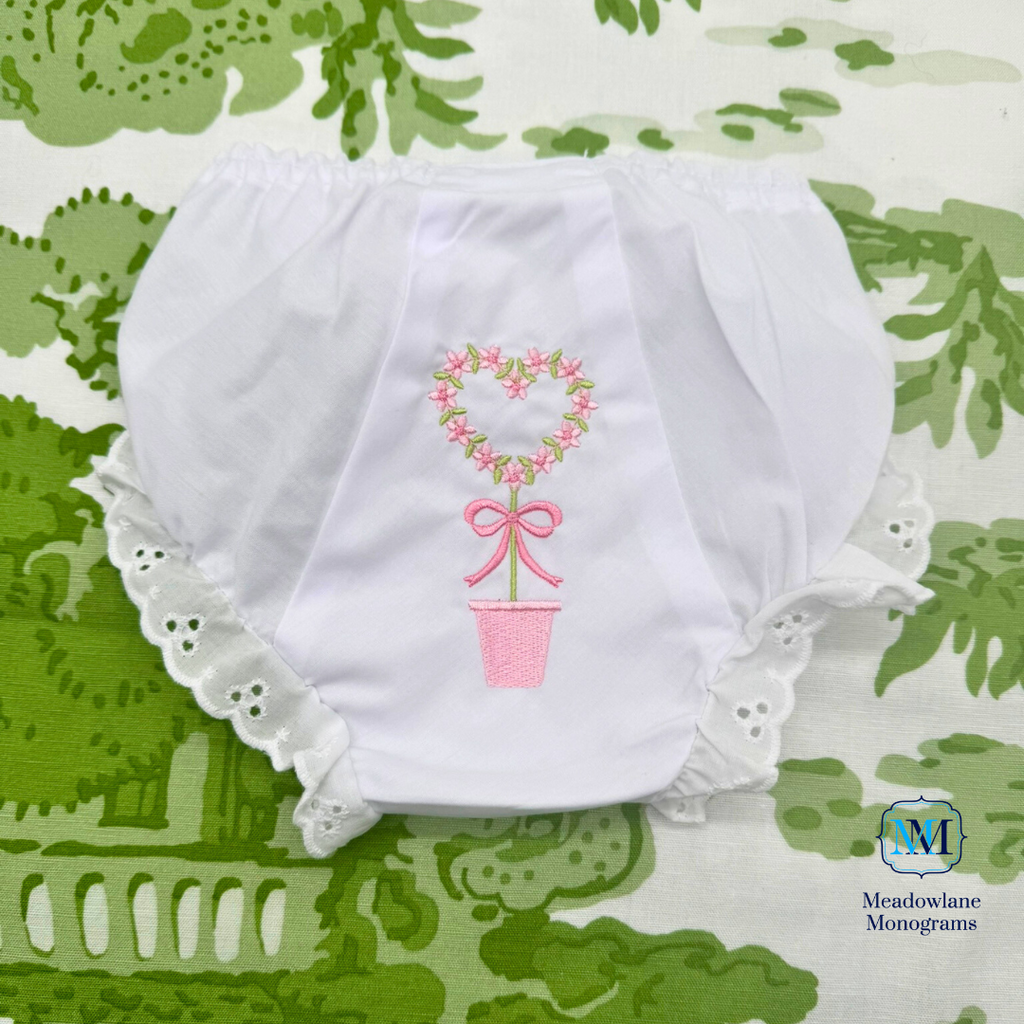 Heart Topiary Bloomers with Eyelet Trim