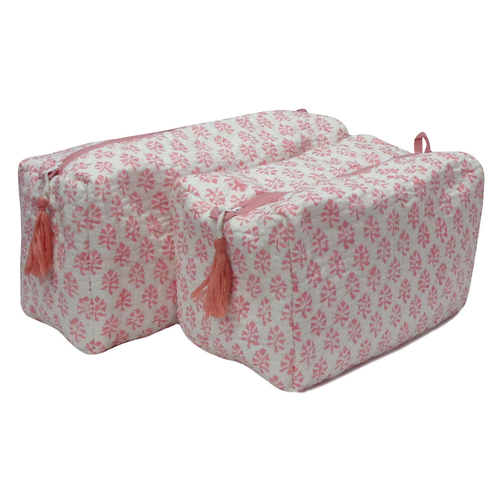 Hand Block Quilted Cosmetic Bag Set